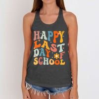 Groovy Happy Last Day of School Teacher Student Graduation Women's Knotted Racerback Tank