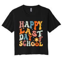 Groovy Happy Last Day of School Teacher Student Graduation Women's Crop Top Tee