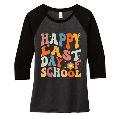 Groovy Happy Last Day of School Teacher Student Graduation Women's Tri-Blend 3/4-Sleeve Raglan Shirt