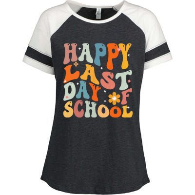 Groovy Happy Last Day of School Teacher Student Graduation Enza Ladies Jersey Colorblock Tee