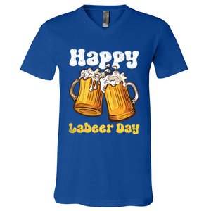 Groovy Happy Labor Day Or Labeer Day Celebrate Day Off Mom Gift V-Neck T-Shirt