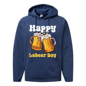 Groovy Happy Labor Day Or Labeer Day Celebrate Day Off Mom Gift Performance Fleece Hoodie