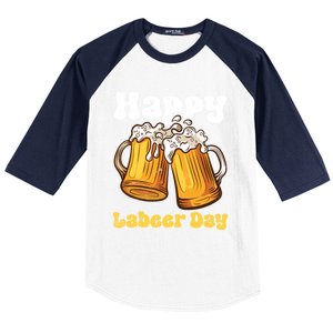 Groovy Happy Labor Day Or Labeer Day Celebrate Day Off Mom Gift Baseball Sleeve Shirt