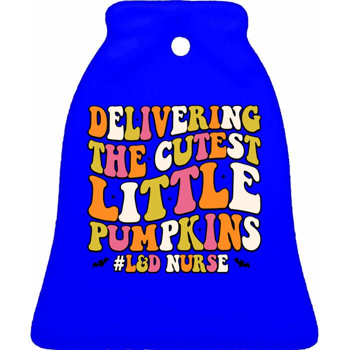 Groovy Halloween Labor And Delivery Nurse L And D Nurse Gift Ceramic Bell Ornament