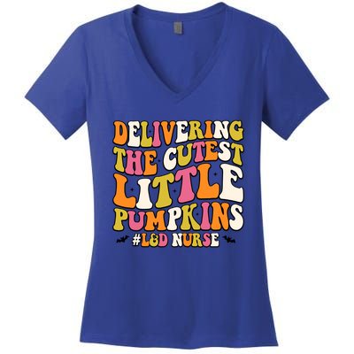 Groovy Halloween Labor And Delivery Nurse L And D Nurse Gift Women's V-Neck T-Shirt