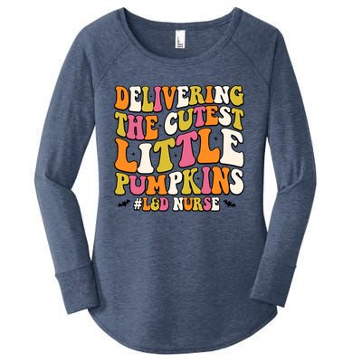 Groovy Halloween Labor And Delivery Nurse L And D Nurse Gift Women's Perfect Tri Tunic Long Sleeve Shirt