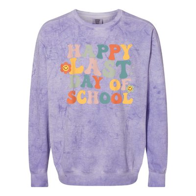 Groovy Happy Last Day Of School Teacher End Of School Year Colorblast Crewneck Sweatshirt