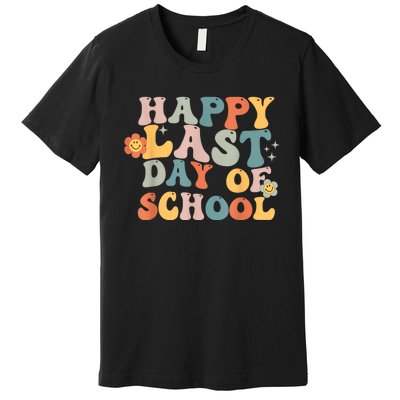 Groovy Happy Last Day Of School Teacher End Of School Year Premium T-Shirt