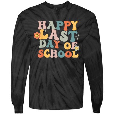 Groovy Happy Last Day Of School Teacher End Of School Year Tie-Dye Long Sleeve Shirt