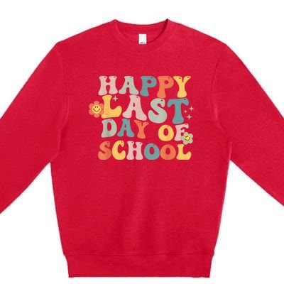 Groovy Happy Last Day Of School Teacher End Of School Year Premium Crewneck Sweatshirt