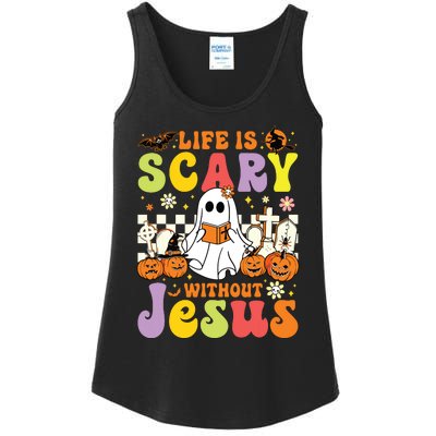 Ghost Halloween Life Is Scary Without Jesus Christian Lover Ladies Essential Tank