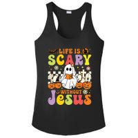 Ghost Halloween Life Is Scary Without Jesus Christian Lover Ladies PosiCharge Competitor Racerback Tank