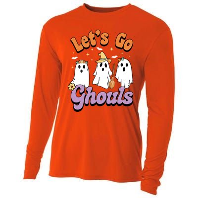 Ghost Halloween Lets Go Ghouls Spooky Season Great Gift Cooling Performance Long Sleeve Crew