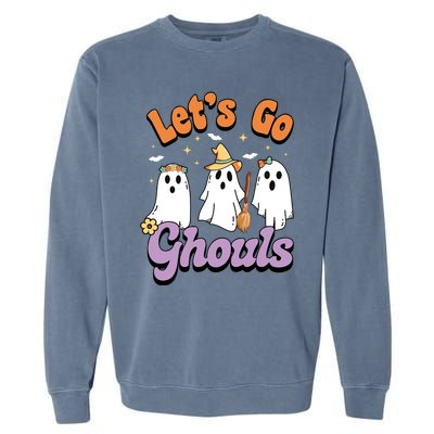 Ghost Halloween Lets Go Ghouls Spooky Season Great Gift Garment-Dyed Sweatshirt