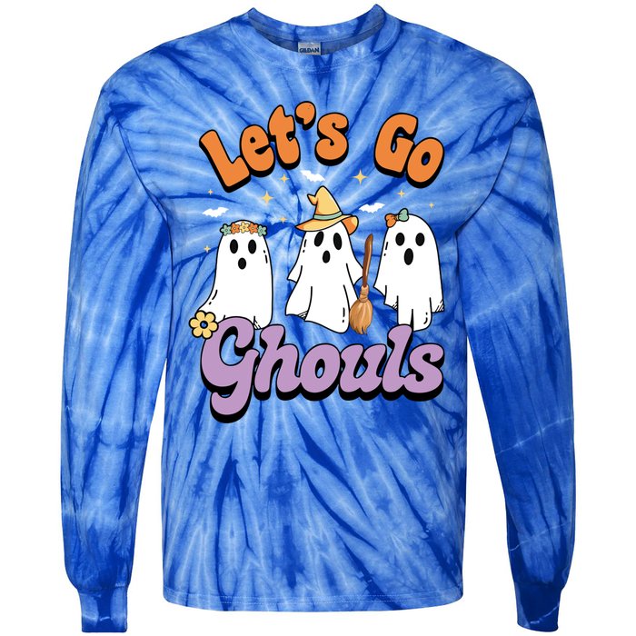 Ghost Halloween Lets Go Ghouls Spooky Season Great Gift Tie-Dye Long Sleeve Shirt