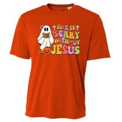 Groovy Halloween Life Is Scary Without Jesus Christian Lover Cooling Performance Crew T-Shirt