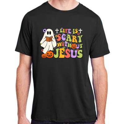 Groovy Halloween Life Is Scary Without Jesus Christian Lover Adult ChromaSoft Performance T-Shirt