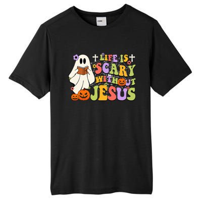 Groovy Halloween Life Is Scary Without Jesus Christian Lover Tall Fusion ChromaSoft Performance T-Shirt