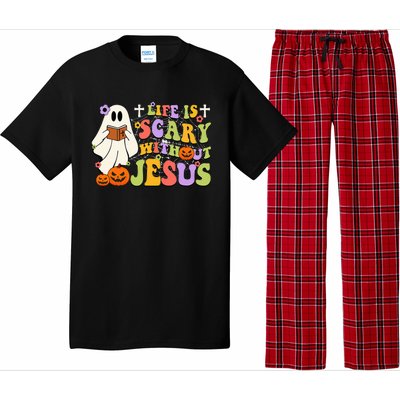 Groovy Halloween Life Is Scary Without Jesus Christian Lover Pajama Set