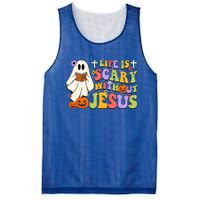 Groovy Halloween Life Is Scary Without Jesus Christian Lover Mesh Reversible Basketball Jersey Tank