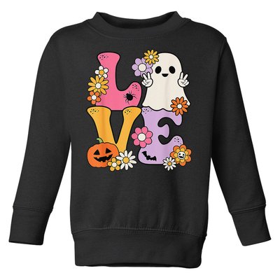 Groovy Halloween Love Costume Ghost Pumpkin Toddler Sweatshirt