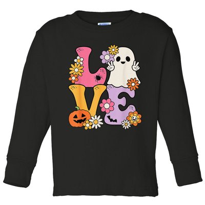 Groovy Halloween Love Costume Ghost Pumpkin Toddler Long Sleeve Shirt