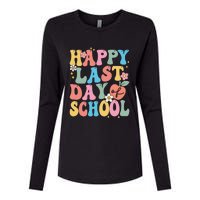 Groovy Happy Last Day Of School Teacher Student Graduation Womens Cotton Relaxed Long Sleeve T-Shirt