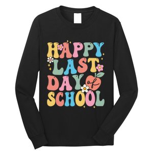 Groovy Happy Last Day Of School Teacher Student Graduation Long Sleeve Shirt