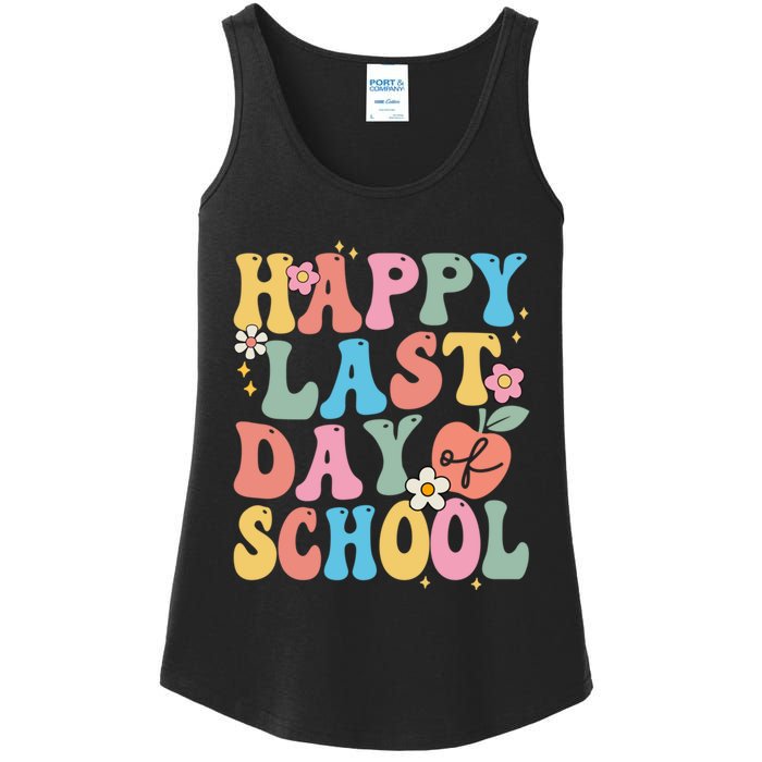 Groovy Happy Last Day Of School Teacher Student Graduation Ladies Essential Tank