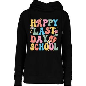 Groovy Happy Last Day Of School Teacher Student Graduation Womens Funnel Neck Pullover Hood