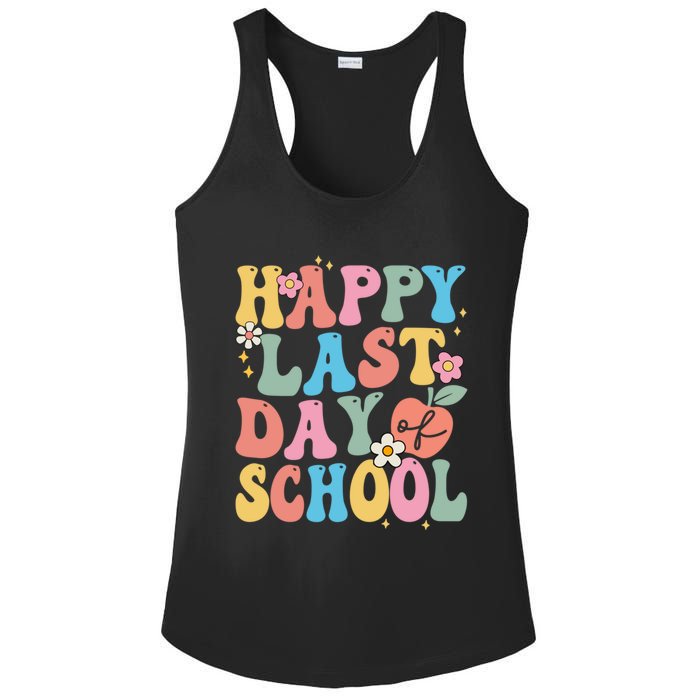 Groovy Happy Last Day Of School Teacher Student Graduation Ladies PosiCharge Competitor Racerback Tank