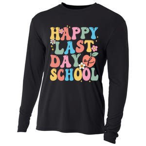 Groovy Happy Last Day Of School Teacher Student Graduation Cooling Performance Long Sleeve Crew