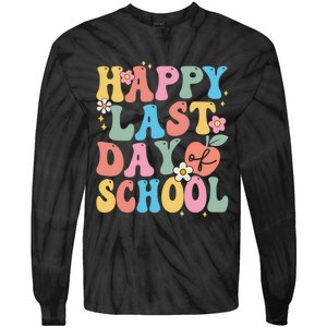 Groovy Happy Last Day Of School Teacher Student Graduation Tie-Dye Long Sleeve Shirt