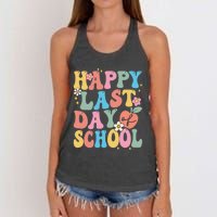 Groovy Happy Last Day Of School Teacher Student Graduation Women's Knotted Racerback Tank