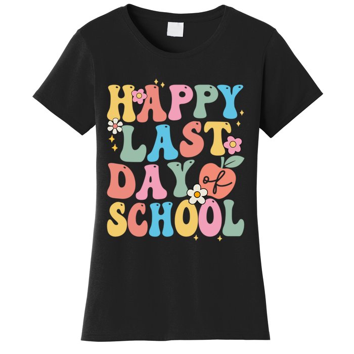 Groovy Happy Last Day Of School Teacher Student Graduation Women's T-Shirt