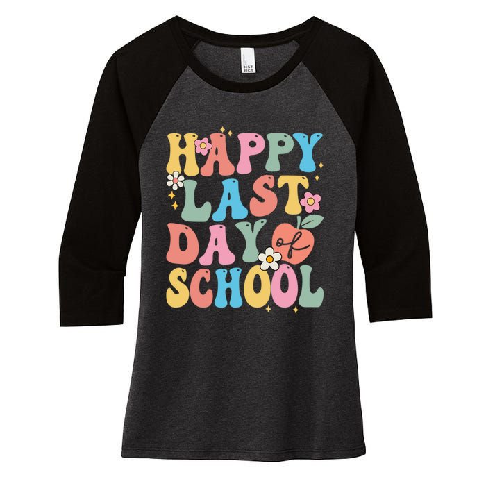 Groovy Happy Last Day Of School Teacher Student Graduation Women's Tri-Blend 3/4-Sleeve Raglan Shirt