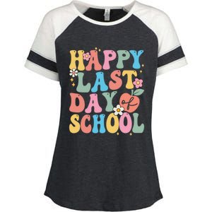 Groovy Happy Last Day Of School Teacher Student Graduation Enza Ladies Jersey Colorblock Tee