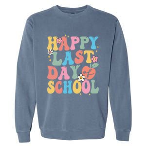 Groovy Happy Last Day Of School Teacher Student Graduation Garment-Dyed Sweatshirt