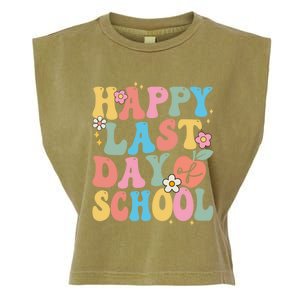 Groovy Happy Last Day Of School Teacher Student Graduation Garment-Dyed Women's Muscle Tee