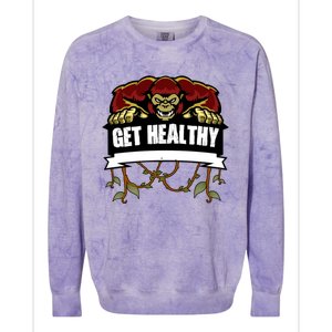 GET HEALTHY | Motivational Red Gorilla Clothing Animal Colorblast Crewneck Sweatshirt