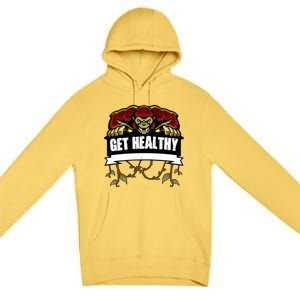 GET HEALTHY | Motivational Red Gorilla Clothing Animal Premium Pullover Hoodie