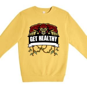 GET HEALTHY | Motivational Red Gorilla Clothing Animal Premium Crewneck Sweatshirt