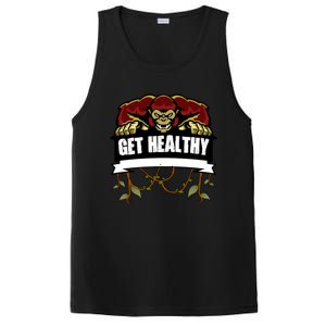 GET HEALTHY | Motivational Red Gorilla Clothing Animal PosiCharge Competitor Tank