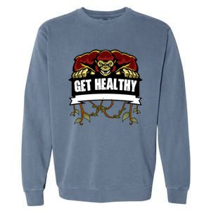 GET HEALTHY | Motivational Red Gorilla Clothing Animal Garment-Dyed Sweatshirt