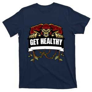 GET HEALTHY | Motivational Red Gorilla Clothing Animal T-Shirt