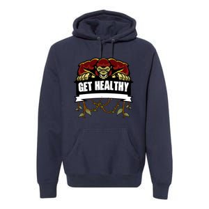 GET HEALTHY | Motivational Red Gorilla Clothing Animal Premium Hoodie