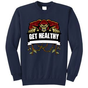 GET HEALTHY | Motivational Red Gorilla Clothing Animal Tall Sweatshirt