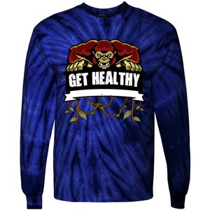 GET HEALTHY | Motivational Red Gorilla Clothing Animal Tie-Dye Long Sleeve Shirt