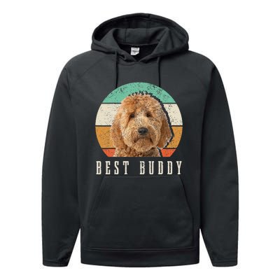 Goldendoodle Hi My Name Is Stop That Funny Dog Doodle Mom Performance Fleece Hoodie