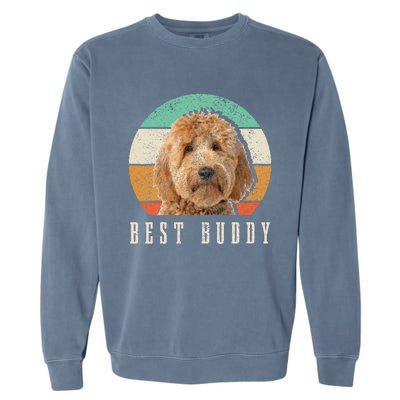 Goldendoodle Hi My Name Is Stop That Funny Dog Doodle Mom Garment-Dyed Sweatshirt